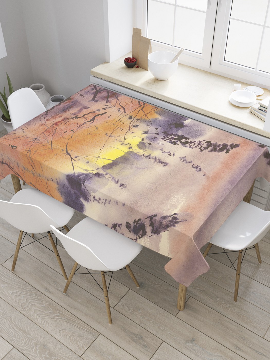 

Скатерть прямоугольная JoyArty "Абстракция березовой рощи" из сатена, 180x145 см, Бежевый, Абстракция березовой рощи