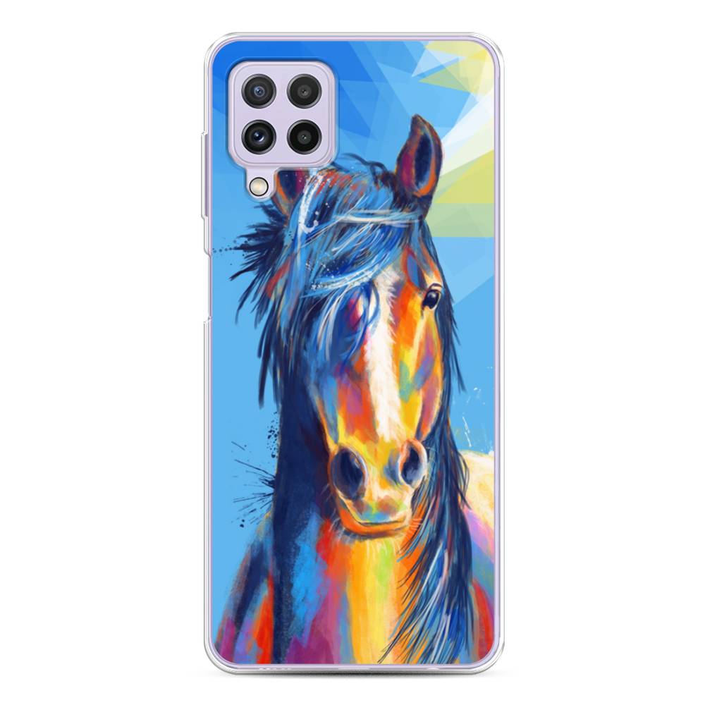

Чехол на Samsung Galaxy A22 "Лошадь арт 3", Голубой;желтый;синий, 2103150-1