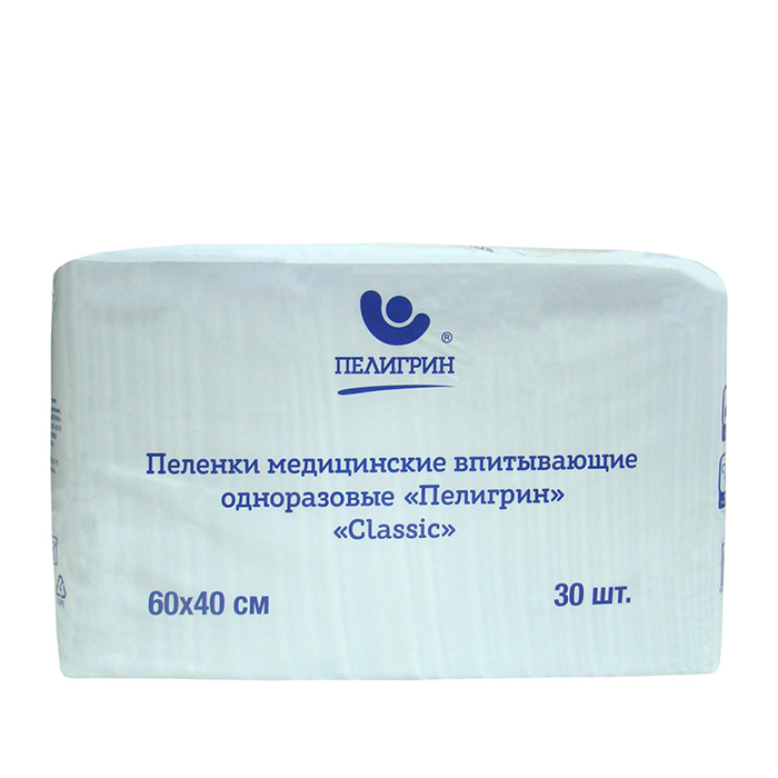 

Пеленки медицинские впитывающие одноразовые "Пелигрин", "Classic" 30 шт. 60х40, Classic