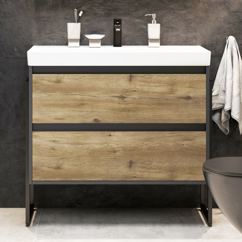 

Тумба с раковиной STWORKI Кронборг 90, Серый;бежевый, Кронборг 90