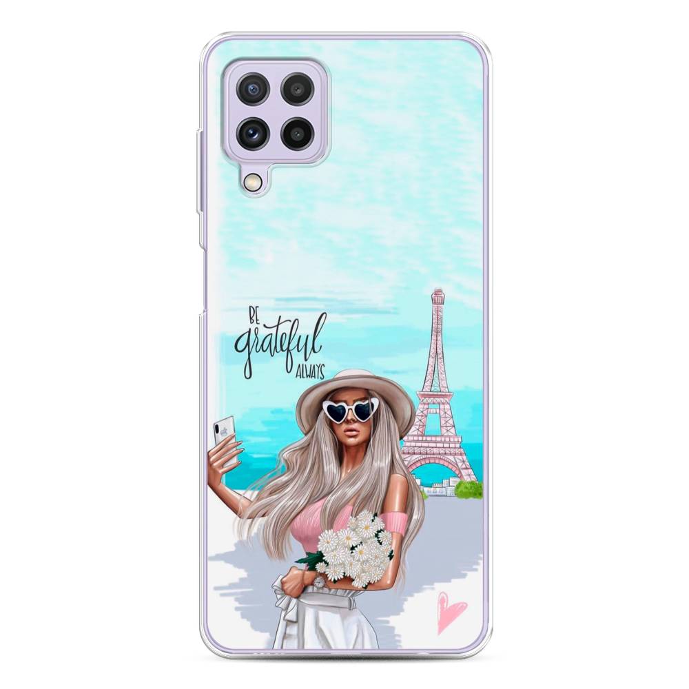 

Чехол на Samsung Galaxy A22/M22/M32 "Селфи Париж", Голубой;бежевый, 2103150-6
