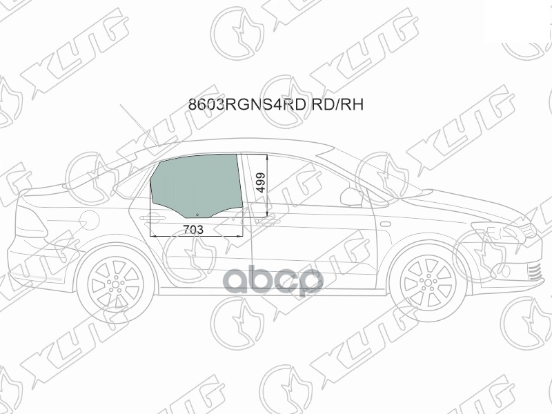 

Стекло Заднее Правое Опускное Volkswagen Polo V 4D Sed 09- Xyg Арт. 8603Rgns4Rd Rd/Rh