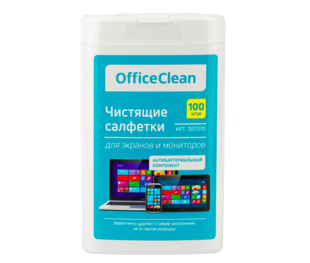 Салфетка для экранов OfficeClean в малой плоской тубе, 100 шт