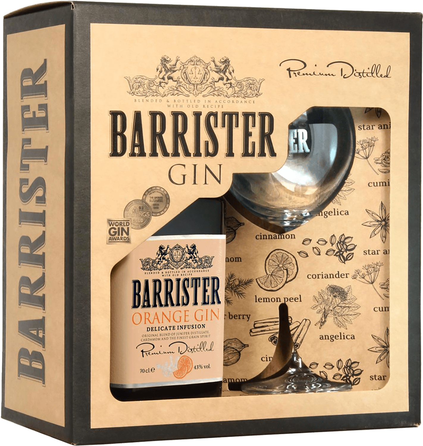 фото Джин barrister orange gin (gift box with a glass) ладога
