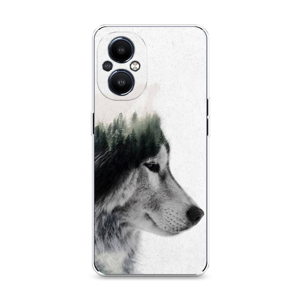

Чехол на OnePlus Nord N20 "Волк лес", Серый;белый, 152550-1
