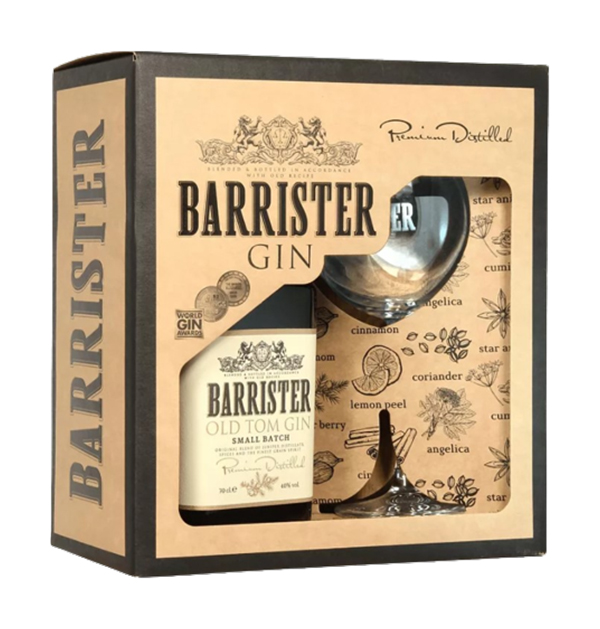 фото Джин barrister old tom gin (gift box with a glass) ладога