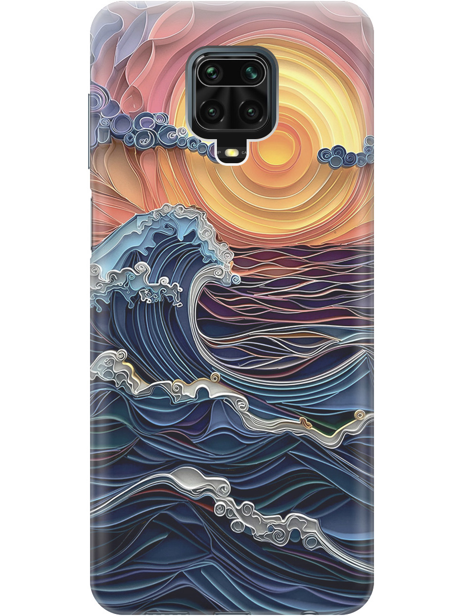 

Силиконовый чехол на Xiaomi Redmi Note 9s/Note 9 Pro с принтом "Волны на закате", Прозрачный;оранжевый;синий, 722942110