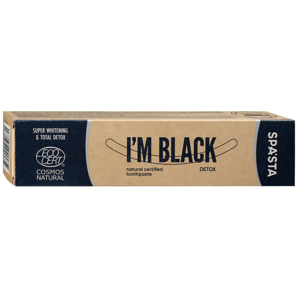 фото Зубная паста spasta i'm black super whitening & total detox натуральная 75 мл