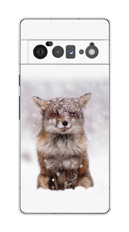 

Чехол на Google Pixel 6 Pro "Зимняя лиса", Белый;серый;коричневый, 270950-1