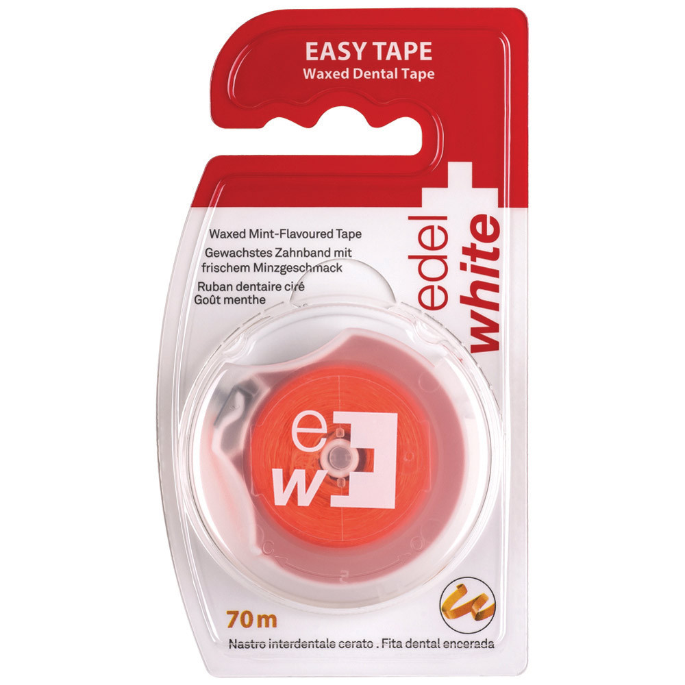 Зубная нить Edel+white Easy Tape вощеная с мятным вкусом 70 метров