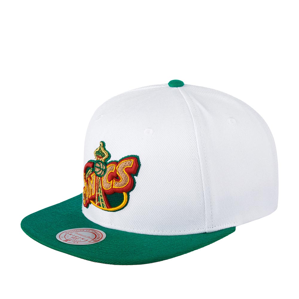 Бейсболка унисекс Mitchell&Ness 6HSSSH21294-SSUWHGN Seattle Supersonics NBA белая/зеленая