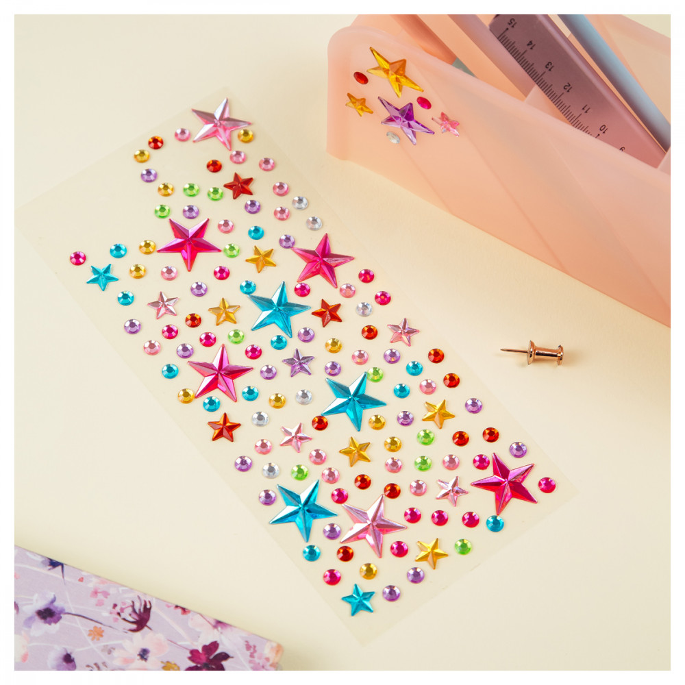 

Наклейки акриловые MESHU Shiny stars, 25*10см, стразы, 137 наклеек, инд. уп., европодвес