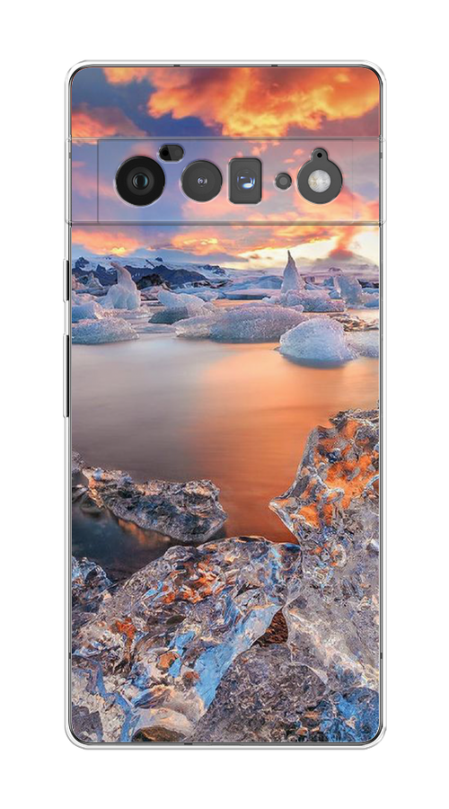 

Чехол на Google Pixel 6 Pro "Ледники", Синий;оранжевый, 270950-2