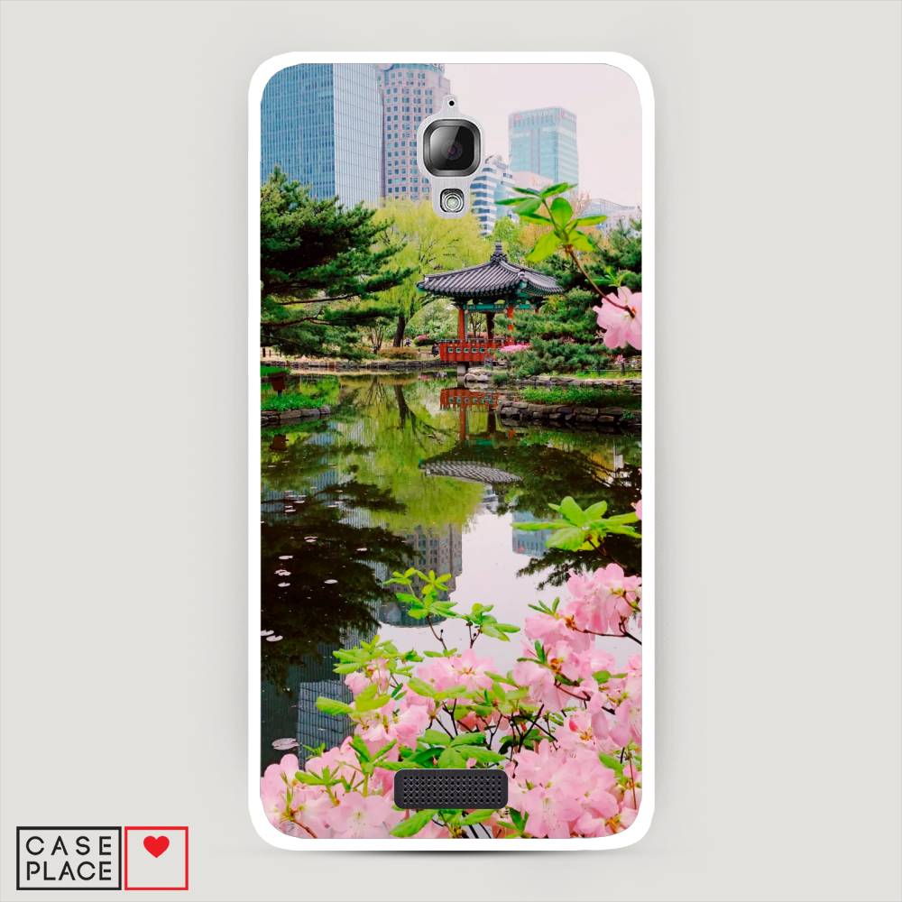 

Чехол на Lenovo S660 "Сакура возле озера", Зеленый;розовый;голубой, 110650-2