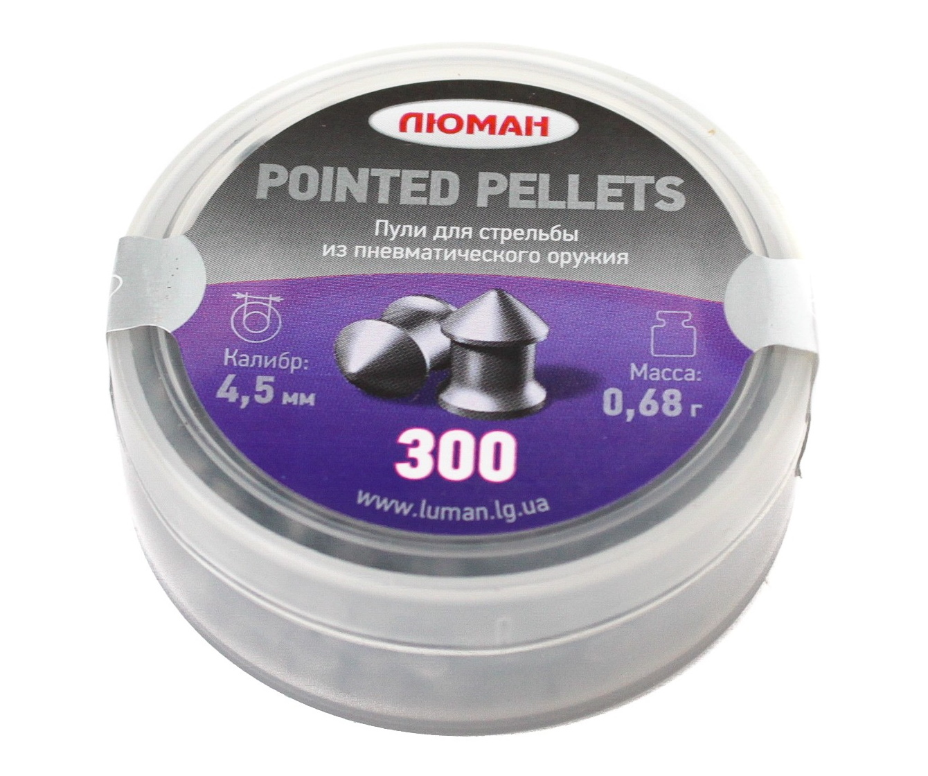 

Пули «Люман» Pointed pellets 4,5 мм, 0,68 г (300 штук), Серебристый