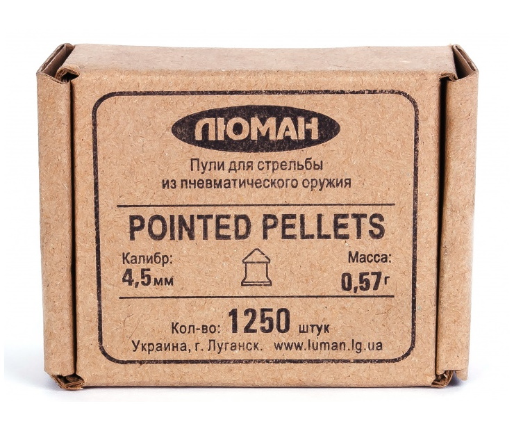

Пули «Люман» Pointed pellets 4,5 мм, 0,57 г (1250 штук), Серебристый, Pointed pellets