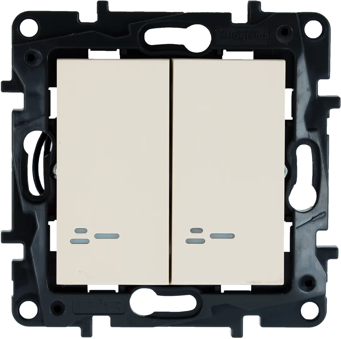 

Выключатель встраиваемый Legrand Structura 2 клавиши с подсветкой, цвет слоновая кость, Белый