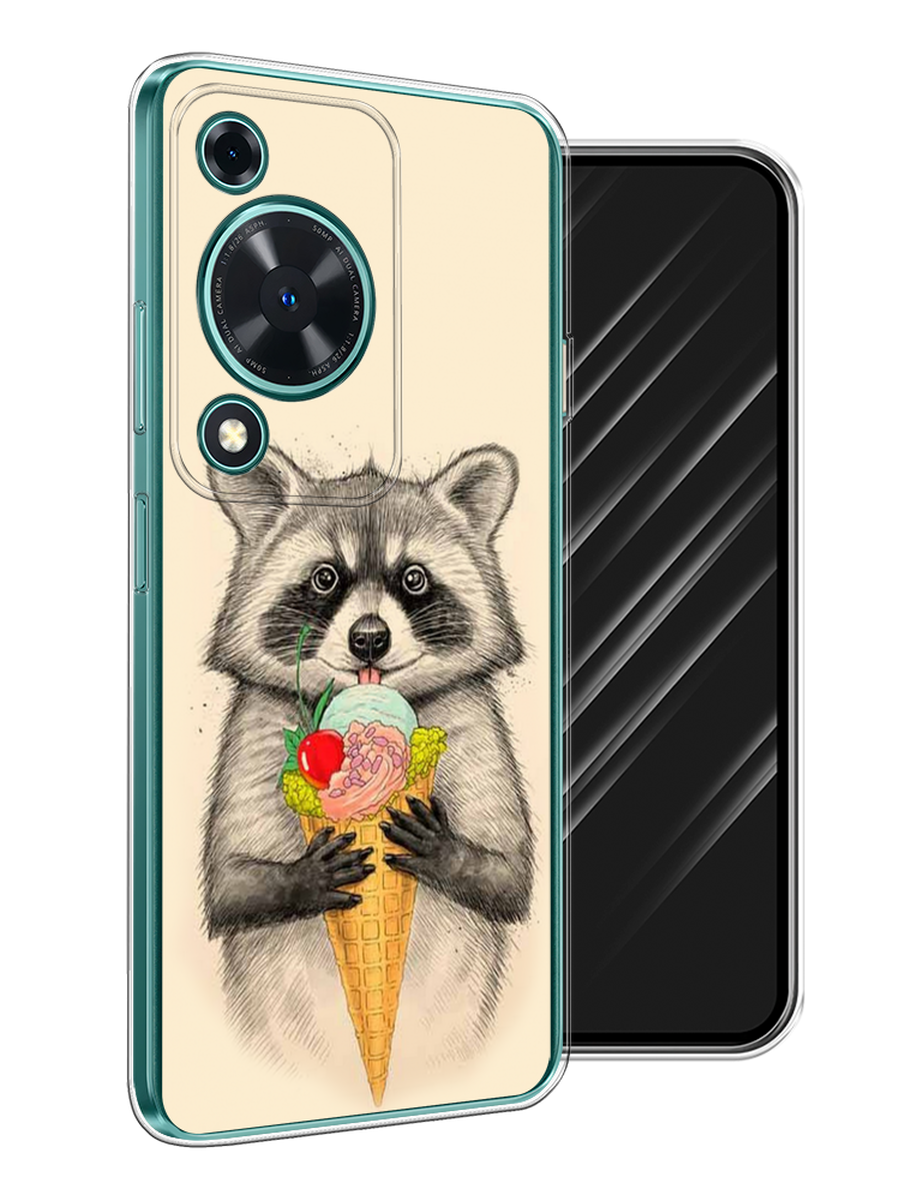 

Чехол Awog на Huawei Nova Y72 "Енот с мороженым", Бежевый;серый, 6123650-1