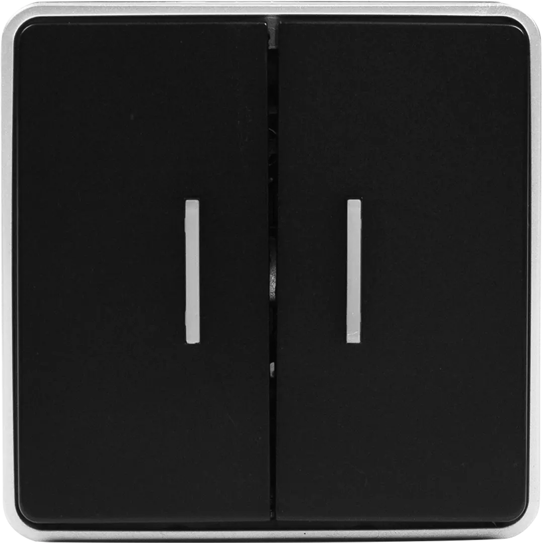 Выключатель накладной Werkel Gallant 2 клавиши с подсветкой, цвет чёрный с серебром вывод кабеля накладной werkel gallant чёрный с серебром