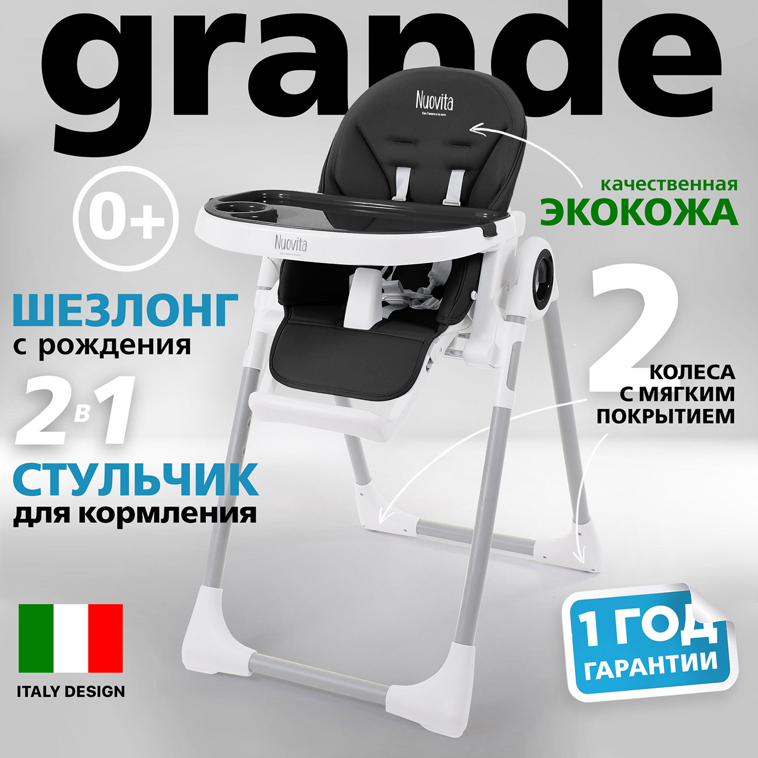 Стульчик для кормления Nuovita Grande (Nero/Черный) стульчик для кормления nuovita grande nero