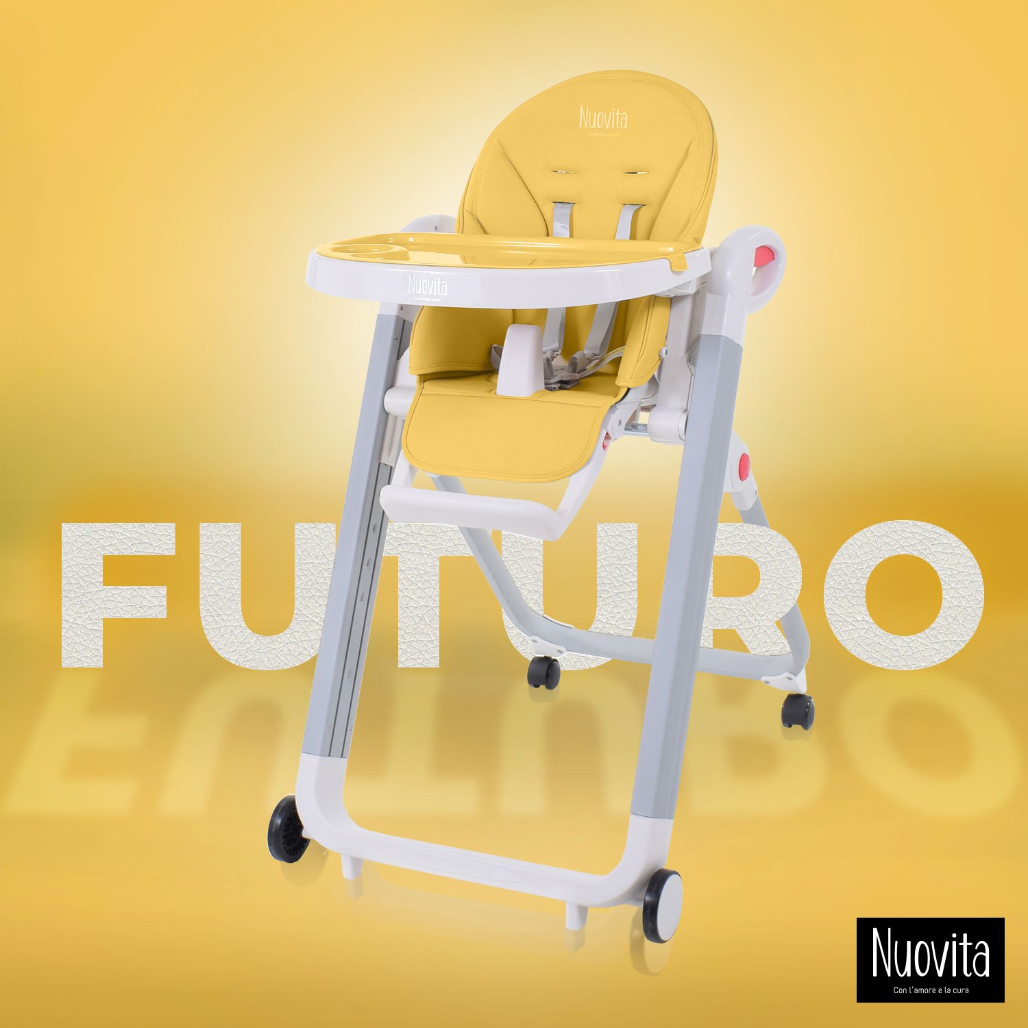 Стульчик для кормления Nuovita Futuro Bianco (Giallo/Желтый) ролик гимнастический sportex 2 х рядный желтый с пвх ручками d34381