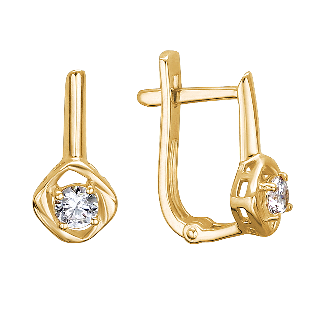 

Серьги из желтого золота с фианитом Эстет 01С1312767, 01С1312767