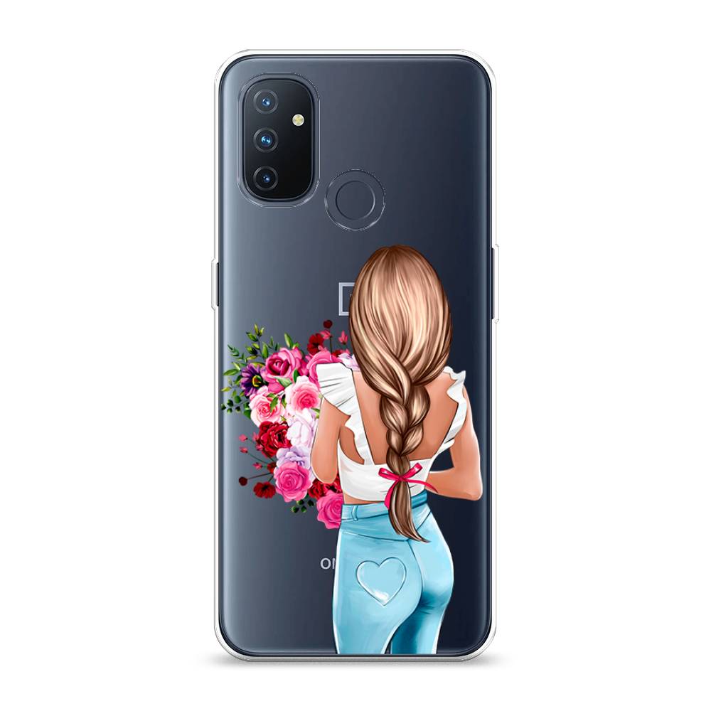 

Чехол на OnePlus Nord N100 "Девушка с цветами", Коричневый;розовый;голубой, 152450-6