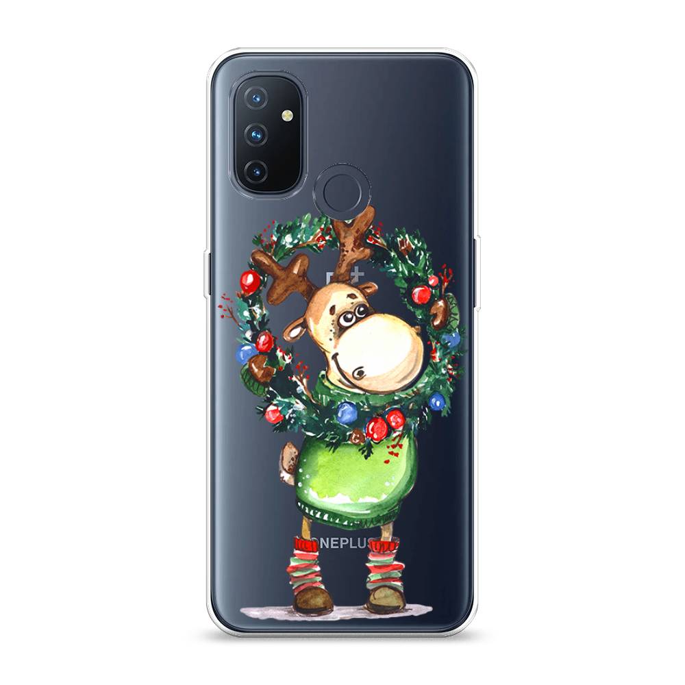 

Чехол на OnePlus Nord N100 "Олень с новогодним венком", 152450-4