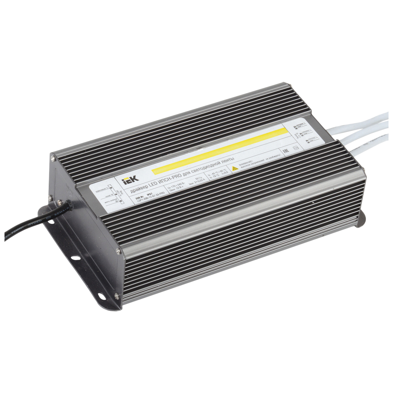 

IEK Драйвер LED ИПСН-PRO 200Вт 12 В блок- шнуры IP67 LSP1-200-12-67-33-PRO