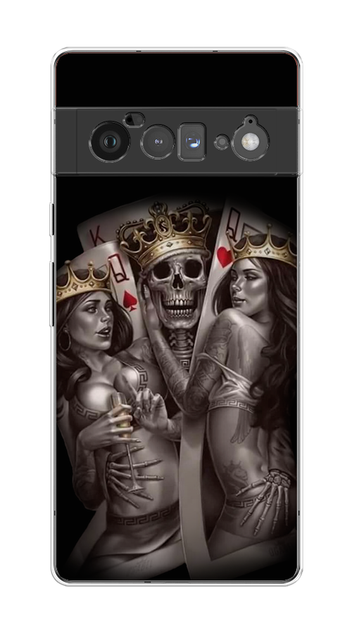 

Чехол на Google Pixel 6 Pro "Карты король и королевы", Серый;желтый, 270950-6