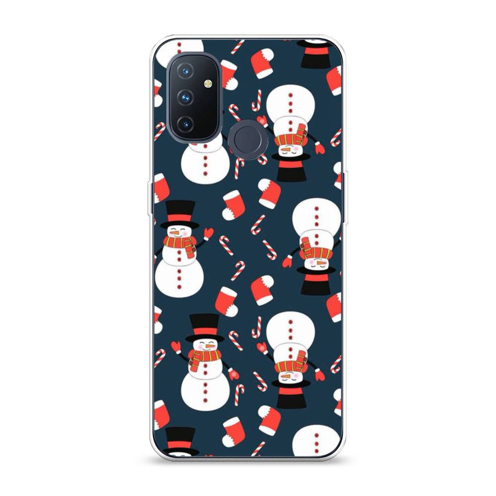 

Чехол на OnePlus Nord N100 "Синие снеговики", Синий;белый;красный, 152450-5