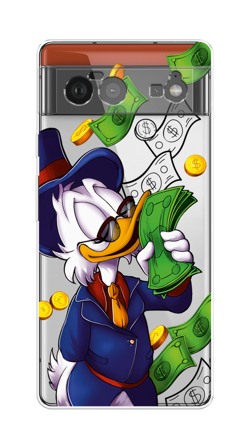 

Чехол на Google Pixel 6 "Scrooge McDuck with Money", Синий;зеленый;белый, 270850-6