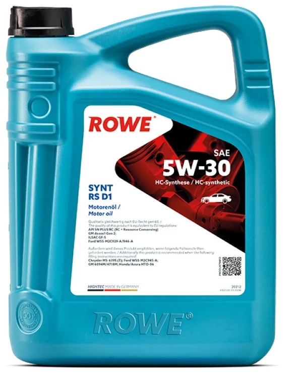 фото Rowe масло rowe 5/30 hightec synt rs d1 api sp rc/sn plus rc ,ilsac gf-5/-6a синтетическое