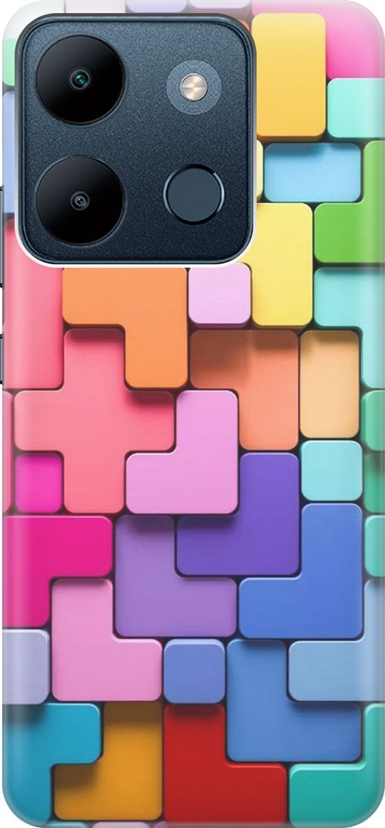 

Чехол на Infinix Smart 7/Tecno Spark Go 2023/Pop 7/Pop 7 Pro "Паттерн из блоков", Голубой;розовый, 158845