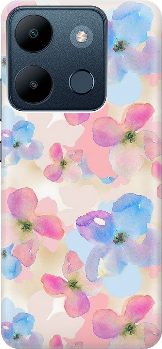 

Чехол на Infinix Smart 7/Tecno Spark Go 2023/Pop 7/Pop 7 Pro "Фиалки акварелью", Голубой;оранжевый, 158840