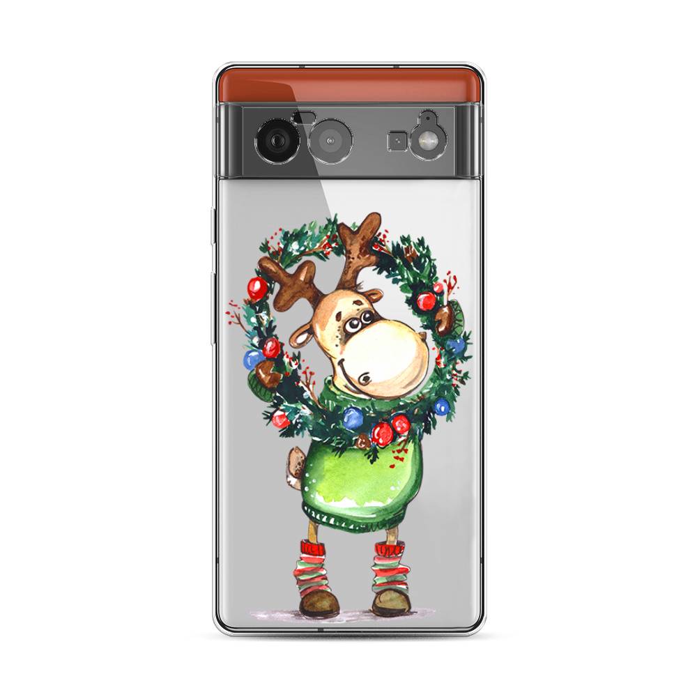 

Чехол для Google Pixel 6 "Олень с новогодним венком", 270850-4