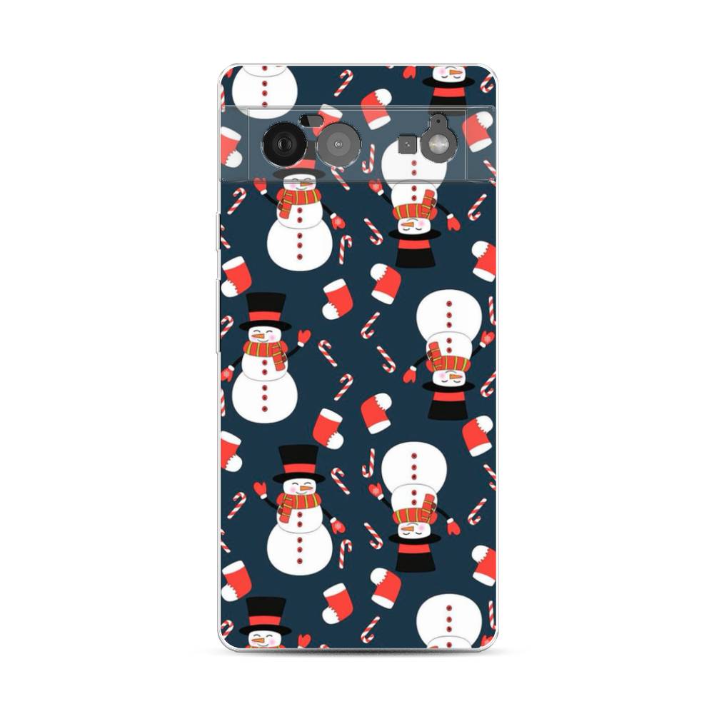 

Чехол для Google Pixel 6 "Синие снеговики", Синий;белый;красный, 270850-5