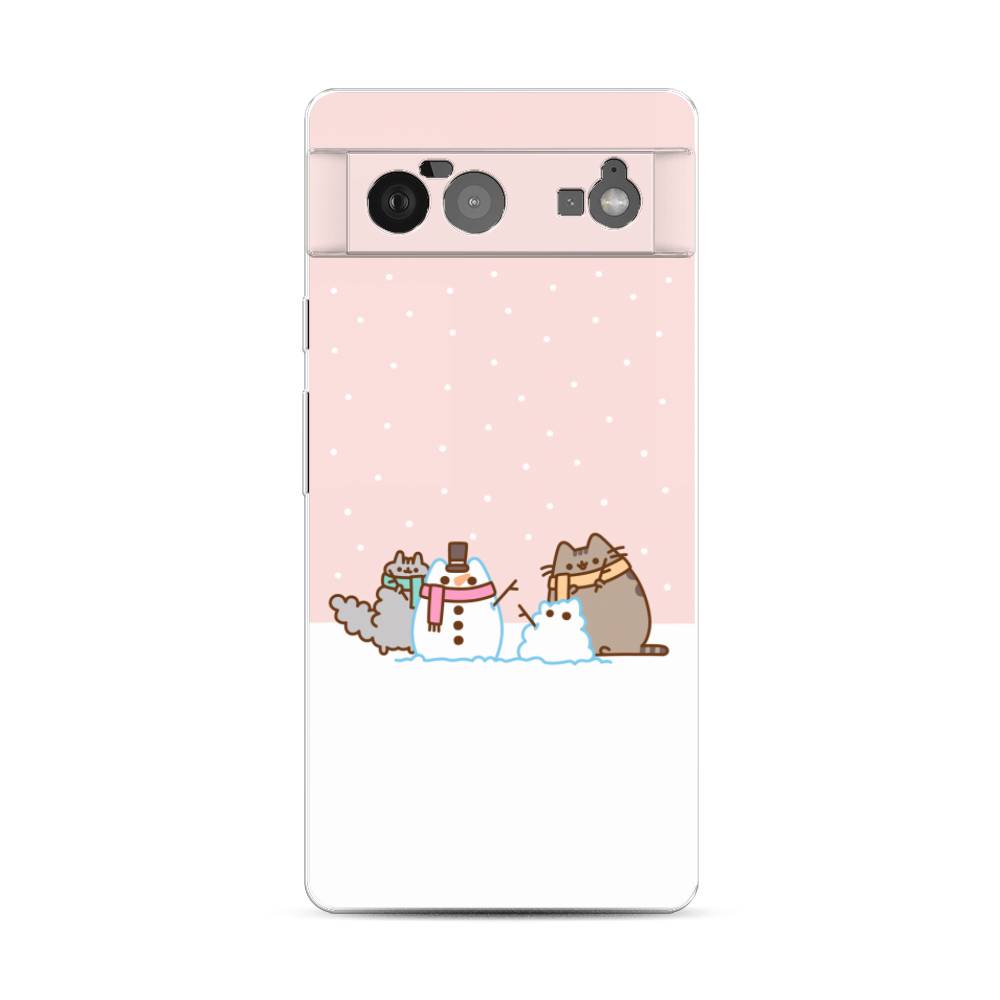 

Чехол для Google Pixel 6 "Котики в снегу", Розовый;белый;серый, 270850-5