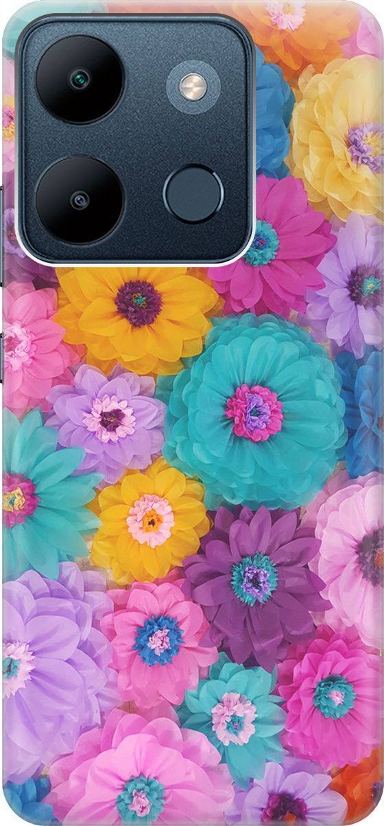 

Чехол на Infinix Smart 7/Tecno Spark Go 2023/Pop 7/Pop 7 Pro "Бумажные цветы", Желтый;зеленый, 158840