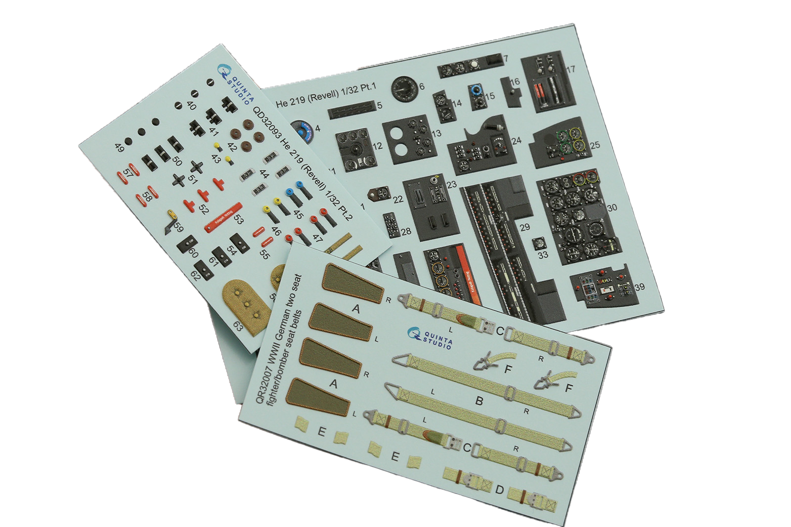 

3D Декаль интерьера Quinta Studio 1/32 кабины He 219(Revell)QD32093, Цветной