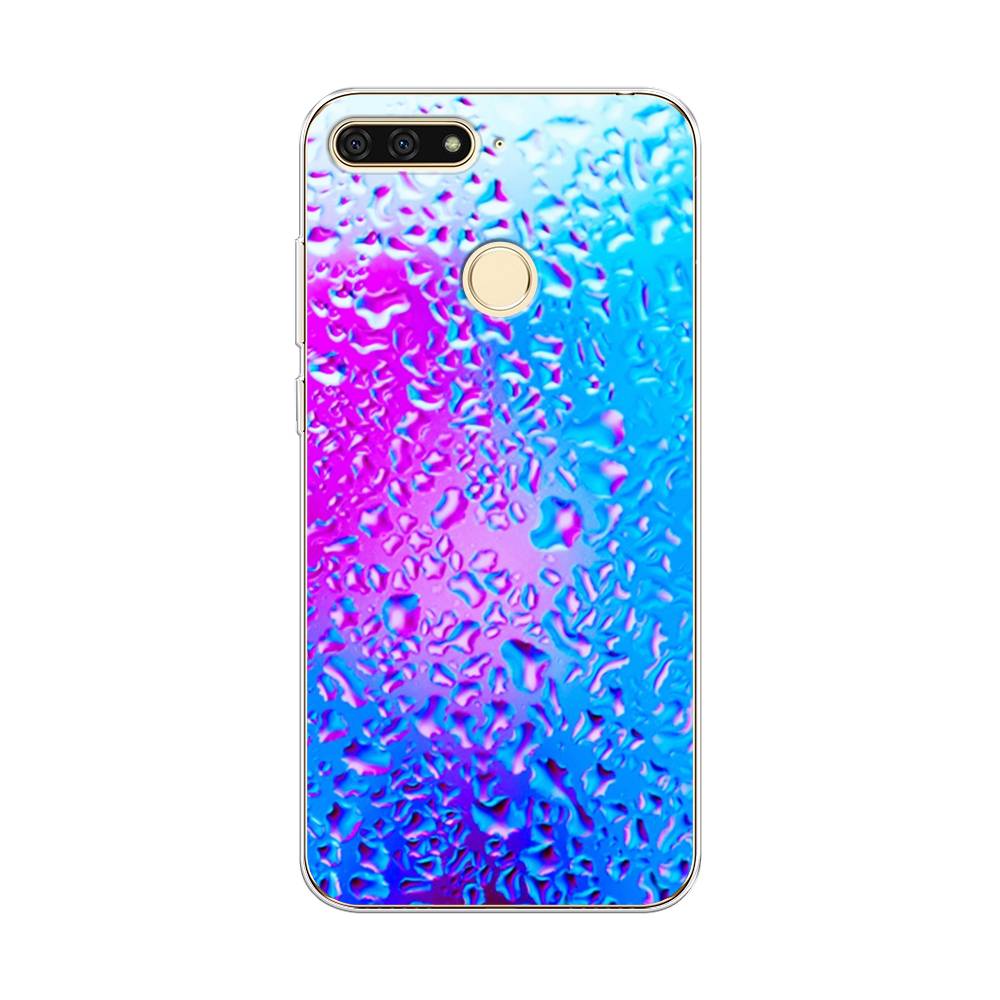 

Чехол на Honor 7C "Капли на стекле", Голубой;розовый, 64550-3