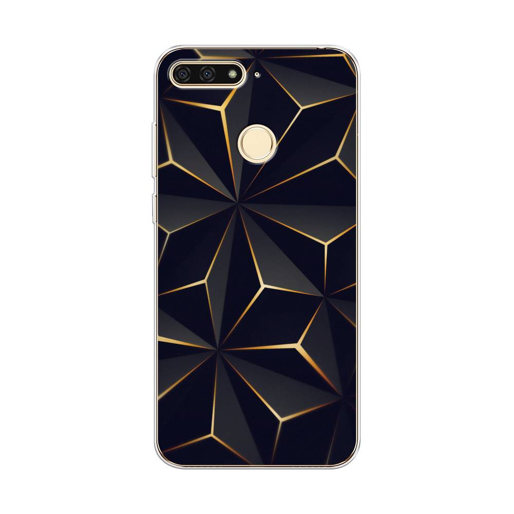 

Чехол на Honor 7C "Черные полигоны", Золотистый;черный, 64550-3