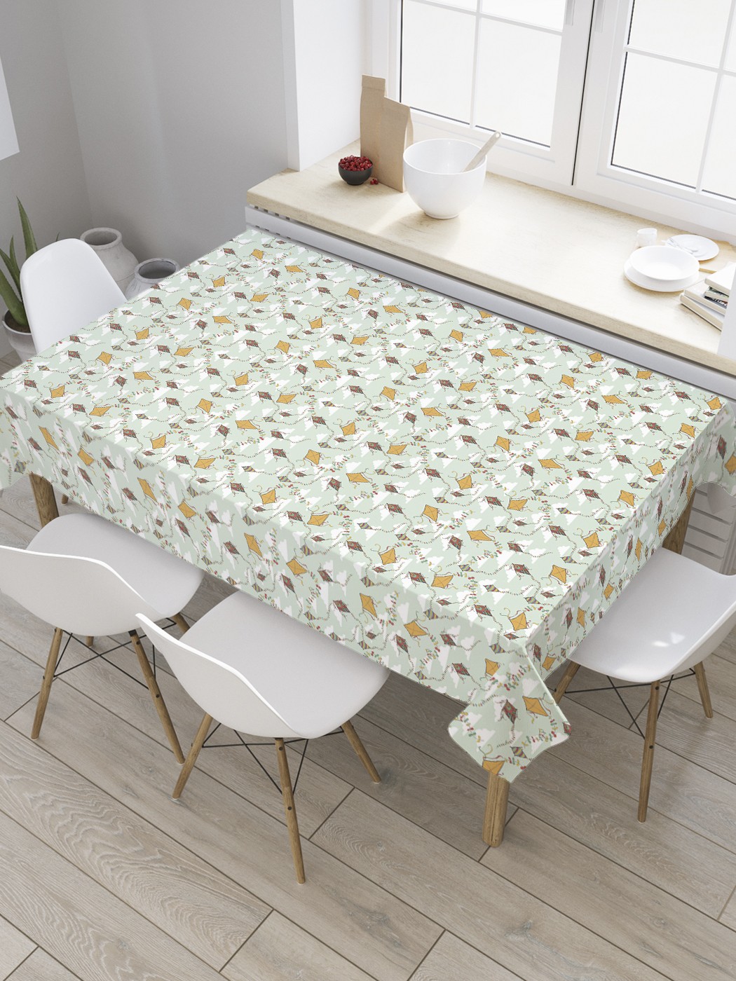 

Скатерть прямоугольная JoyArty "Воздушные змеи" из сатена, 180x145 см, Бежевый, Воздушные змеи