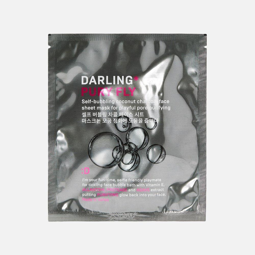 

Маска для лица Darling тканевая, пенящаяся, угольная, для очищения пор, 1 шт.