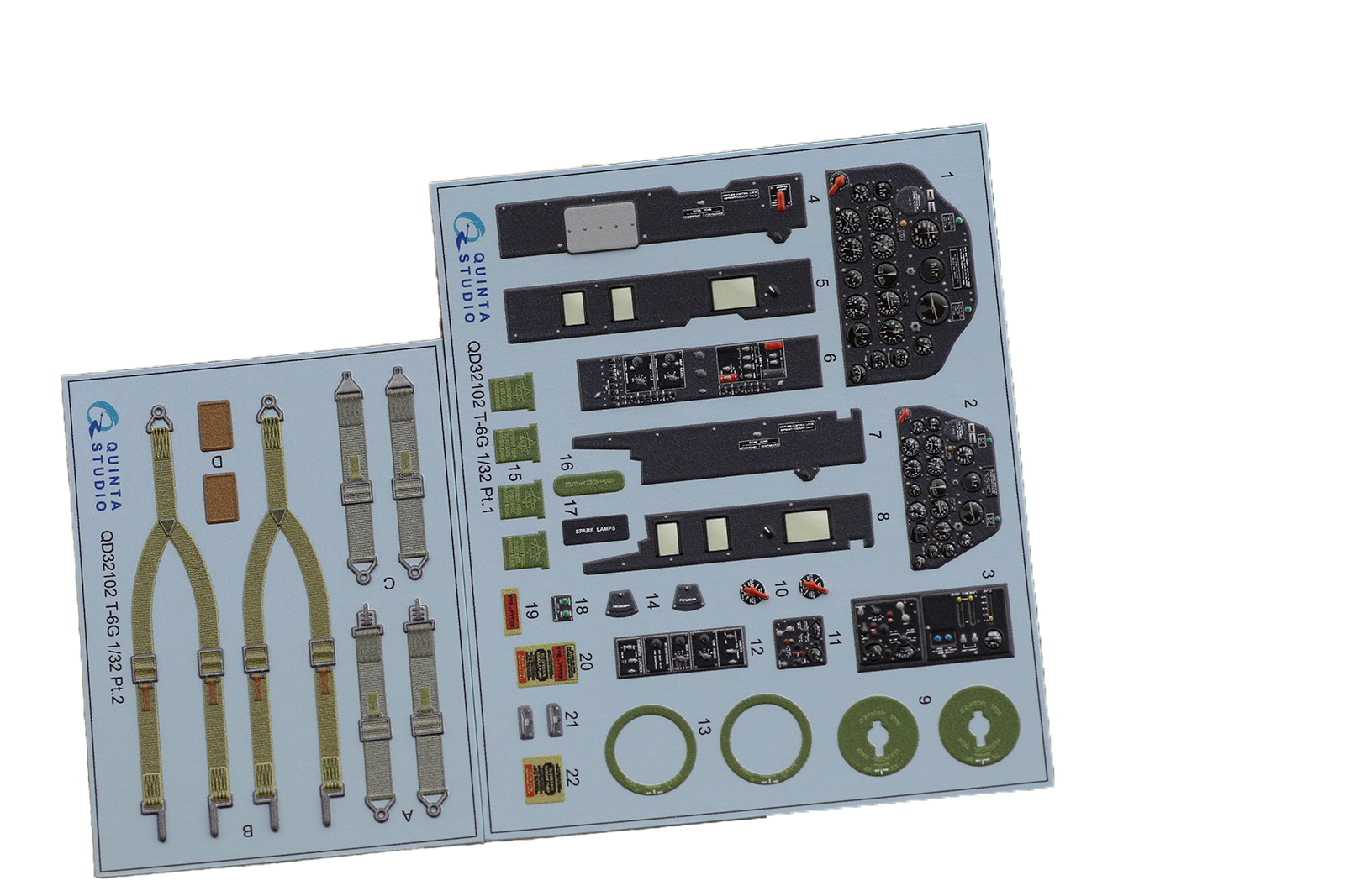 

3D Декаль интерьера Quinta Studio 1/32 кабины T-6G (Kitty Hawk)QD32102, Цветной
