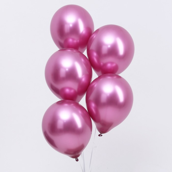 Шар латексный 12“, хром, набор 100 шт, цвет насыщенный розовый шар латексный 12“ хром в наборе 100 шт насыщенный розовый