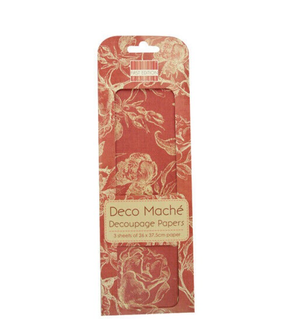 

Бумага для декопатча Deco Mache 26х37,5см*3 листа FEDEC004 РОЗОВЫЙ САД Красные розы QTM50
