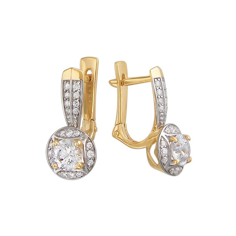 

Серьги из желтого золота с фианитом Эстет 01С139301Ф, 01С139301Ф