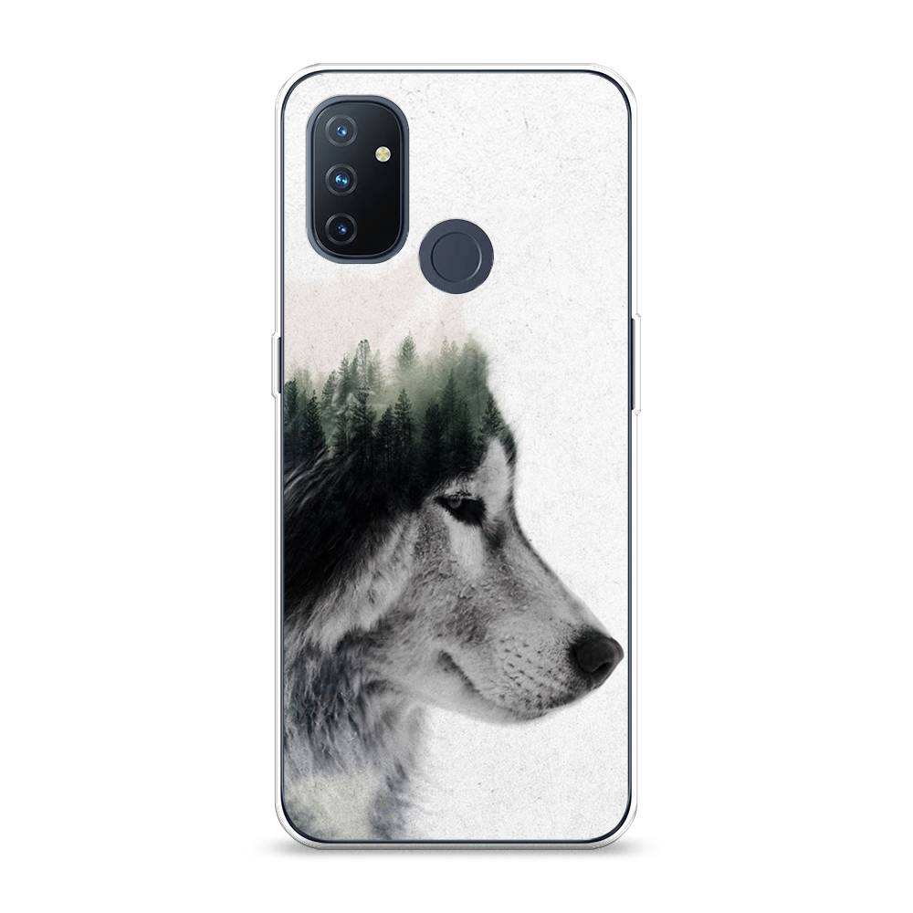 

Чехол на OnePlus Nord N100 "Волк лес", Серый;белый, 152450-1