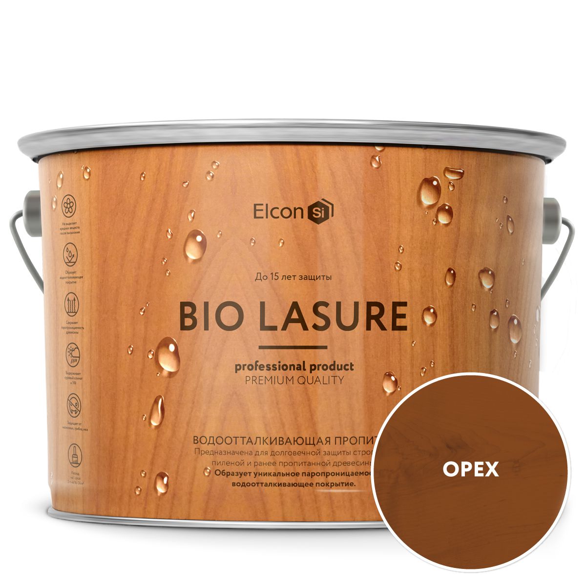 фото Elcon водоотталкивающая пропитка для дерева bio lasure орех 9л 00-00461959